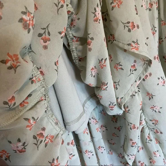 Vylette Floral Flowy Chiffon Tiered Maxi Skirt Green Size XL - Picture 5 of 8